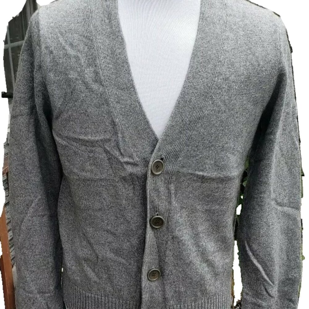 Ruehl mens Grey Cashmere /cotton Large CARDIGAN excellent condition